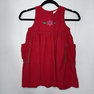 Chicken Noodle Vintage Girl’s Corduroy Red Dress Size 4